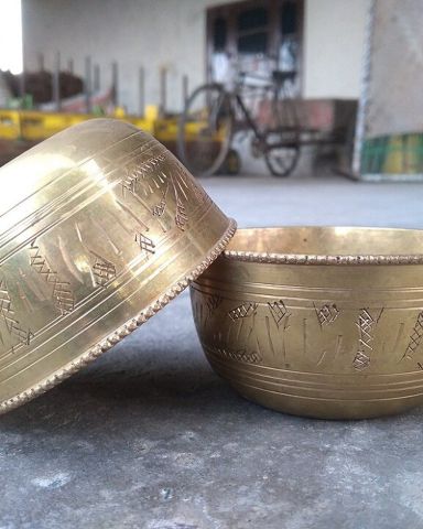 Engraved Brass Urli Bowl