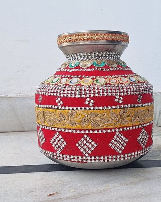Hand-painted Brass Pot Planter