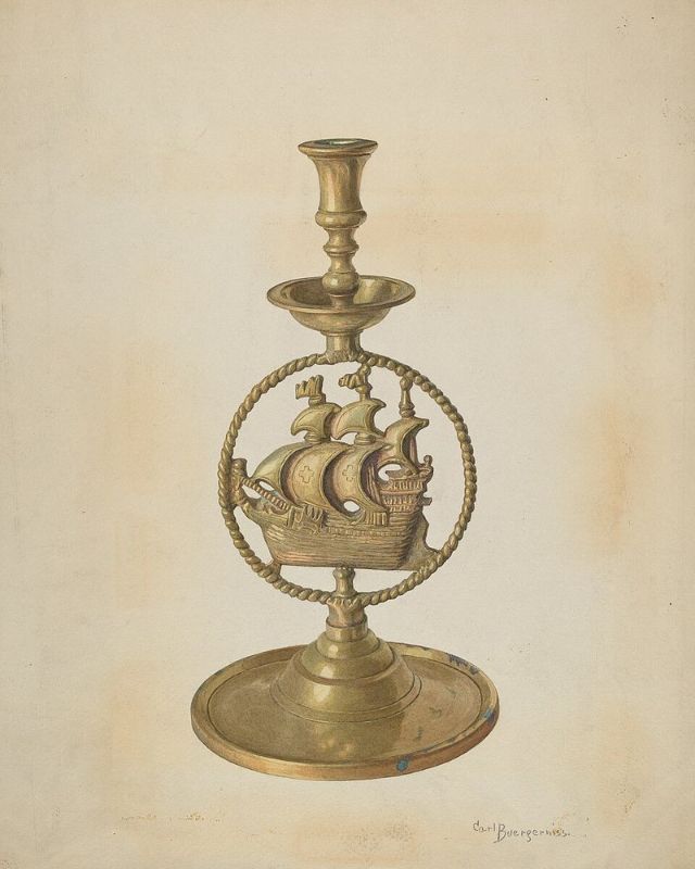 Galleon Ship Candle Stand